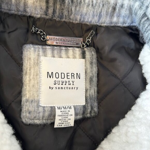 Modern Supply by Sanctuary Faux Wool Collared Neckline Long Sleeve Plaid Shacket - Picture 7 of 12